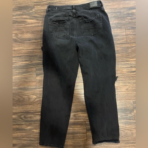 American Eagle Women's Black Distressed Mom Jeans - Picture 2 of 2